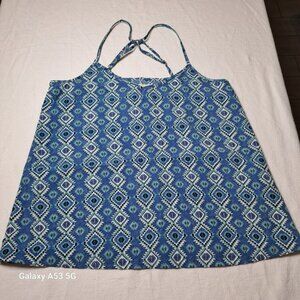 Hollister Blue and White Geometric Print Top